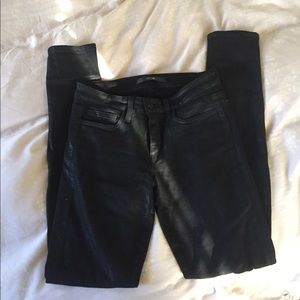 Wax coated black pants